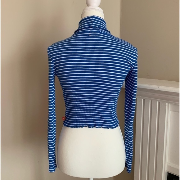 DICKIES, Cropped Turtleneck Blue/White Stripe, Size XS - Picture 4 of 5